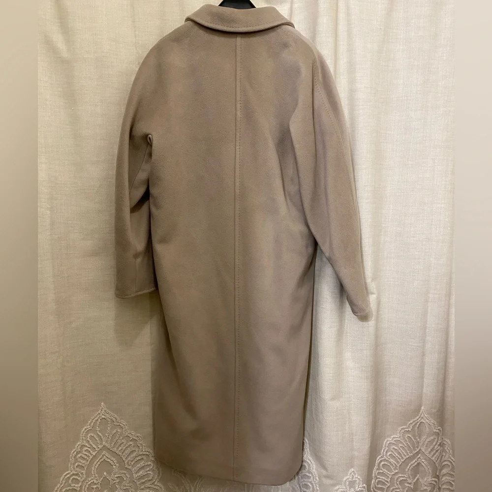 MaxMara Beige Belted Double-Breasted Wool Coat